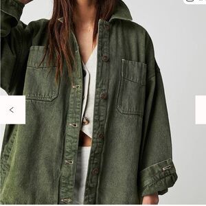 Free People Olive Green Utility Twill Jacket Size XL NWOT